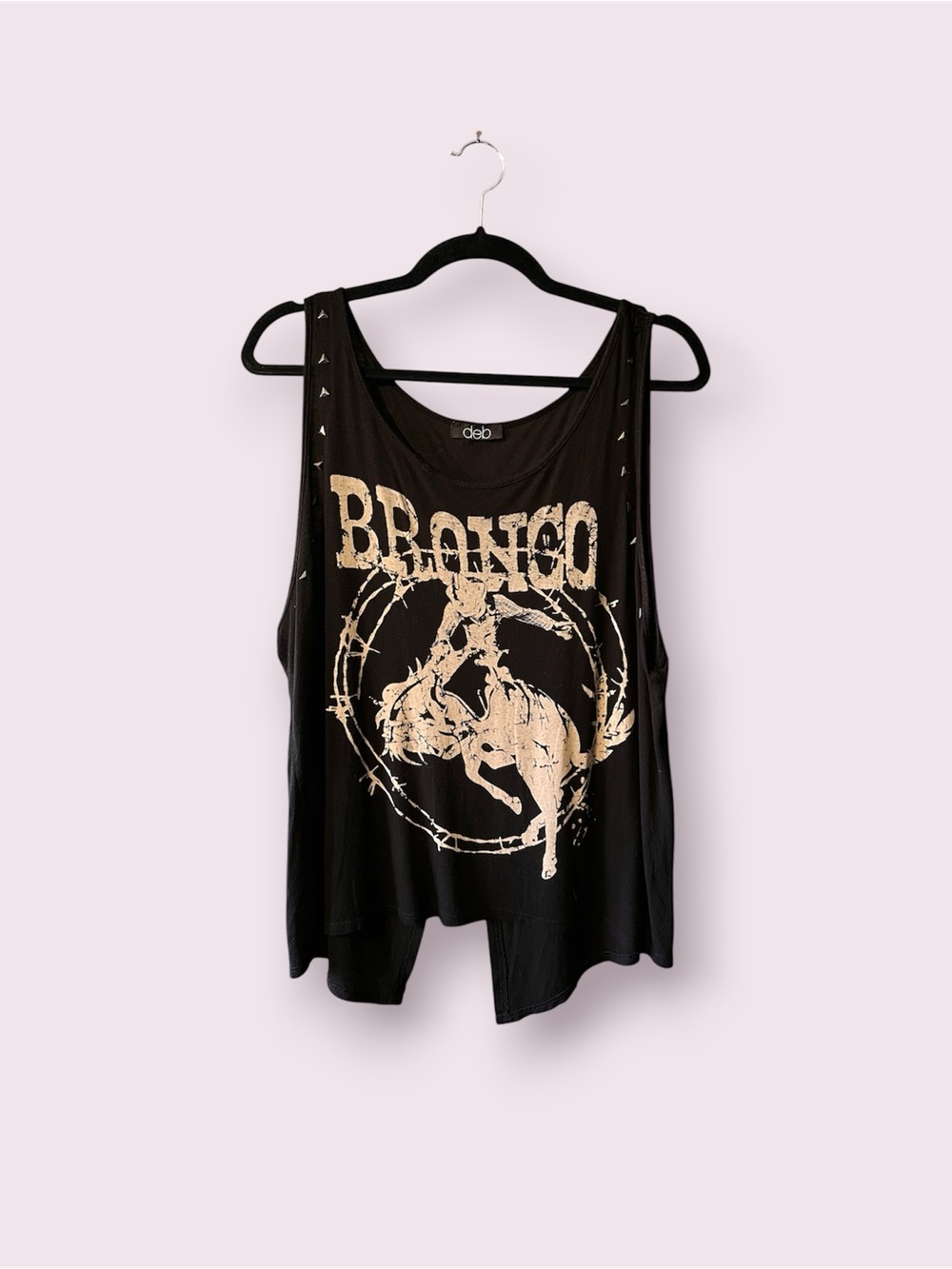 Studded Bronco Western Flowy Tank Top